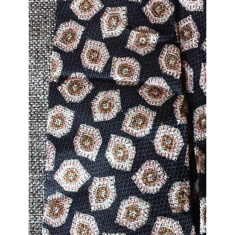 Tie 70s 80s 90s Y2K Mens Guy Laroche Silk Black Beige 3.75 Wide 58 Long